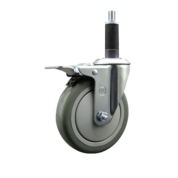5'' Gray Poly Swivel 1'' Expanding Stem Caster Total Lock Brake